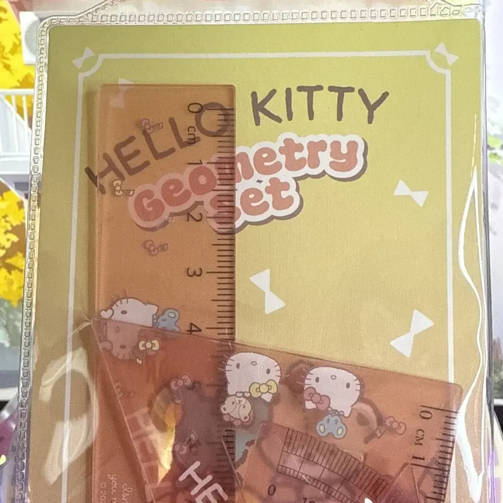 Sanrio Hello Kitty Geometry Set Ruler Triangle Protractor 2025 4 Pc Acrylic cm